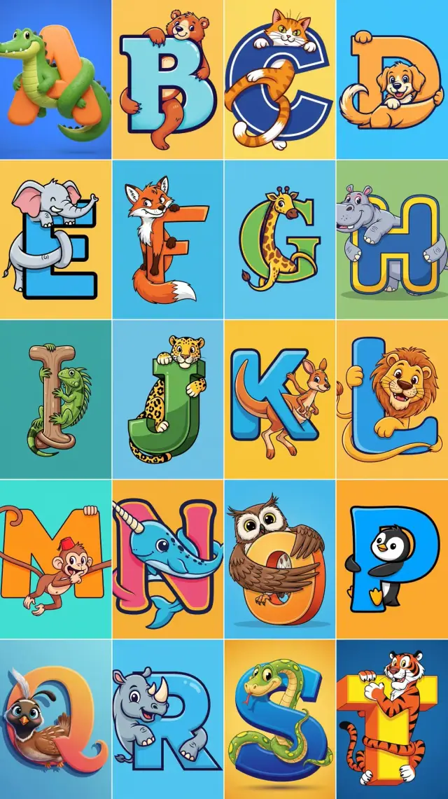 A stylized capital letter [Letter] with a cartoon [Animal] intertwined with it, on a solid color background.